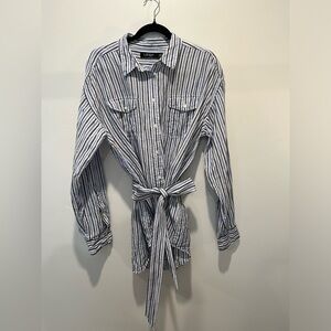 Ralph Lauren Striped Belted Linen Shirt